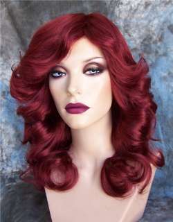 Wigs 1970s Farah Fawcett (Charlies Angels) Burgundy Red wig  