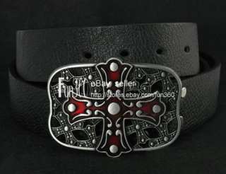 Celtic Cross Knot Shield Irish Buckle True Leather Belt  