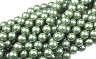 75 Sage Green Czech Glass Pearl Beads 6MM  