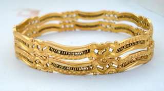 21K VINTAGE ANTIQUE OLD GOLD BANGLE BRACELET SET INDIA  
