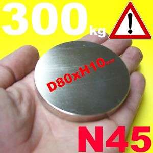 Neodym Power Magnet N45 rund 80mm x 10mm hoch 300 kg Neu SUPERMAGNET 