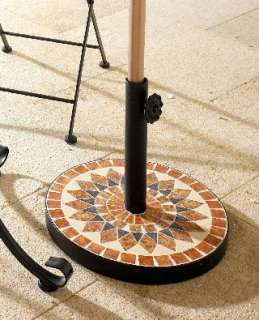 Gartenmöbel Mosaik Tisch, Klappstuhl, Schirmständer  