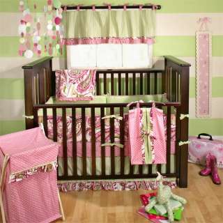 Paisley Splash Pink Crib Bedding Baby Nursery 4 Pc Set  