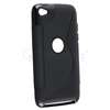 Smoke/Black S Shape TPU Skin Gel Hard Soft Case Cover For iPod touch 4 