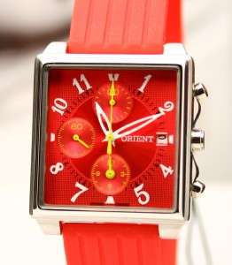 ORIENT RED RUBBER UNISEX SPORT CHRONOGRAPH WATCH NEW  
