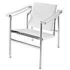 Le Corbusier Style LC1 Chaise in Genuine White Leather