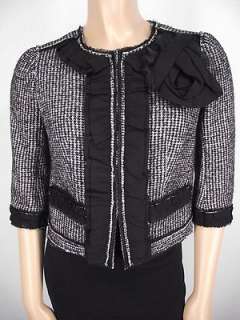 ANN TAYLOR Petite Black & White Lace Blazer Jacket 0P 0 XXS Office 