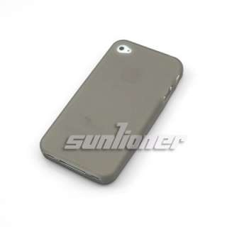 Silicone Case Cover for iPhone 4 4G + LCD Film . Grey  