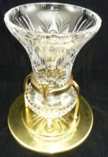 Bleikristall Vase Messing Montierung Art Deko antik  