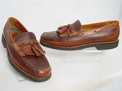 Mens HS TRASK Brown BISON Leather Dress Casual Slip On Loafer Shoes 9 