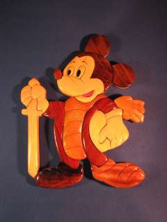 DISNEY MICKEY MOUSE W/ SWORD WOODEN WALL ART PLAQUE 9X7  