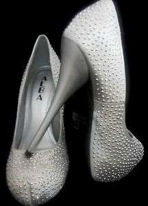 Womens Silver High Heel Prom Sandal Shoes Sz 5 10  