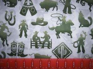 RODEO SOUTHWESTERN HORSE ICONS COTTON FABRIC BTY  