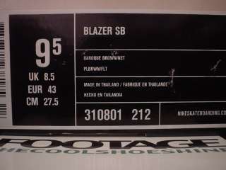 2005 Nike Blazer SB BAROQUE BROWN NET BURGUNDY RED 9.5  