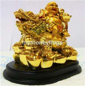 Feng Shui Chinese Gold Happy Lucky Buddha Turtle Dragon  