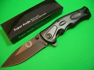 SPRING ASSISTED KNIFE   Dark Ops   BLACK GROOVED HANDLE  