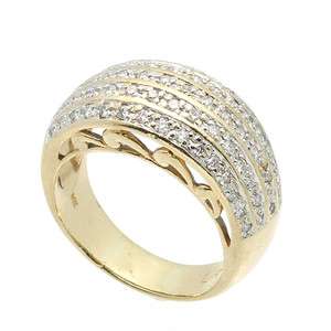   Gold 5 Row Diamond Dome Band Ring Size 9.75 approx. 1/3 ct TDW  