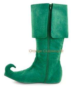   Xmas Christmas Party Elf Jester Green Costume Knee Boots Shoes  