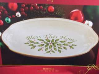 Lenox Holiday Bless This Home Merry Christmas Tray Bread Plate 11.25 