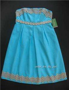 NWT Lilly Pulitzer BETSEY Shorely Blue DRESS 00 2 4 6 8 Lace  