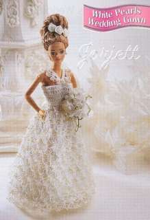 White Pearls Wedding Gown, crochet patterns fit Barbie doll  