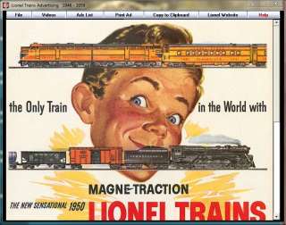 Lionel Trains Advertising 1946   1959 CD ROM + videos  