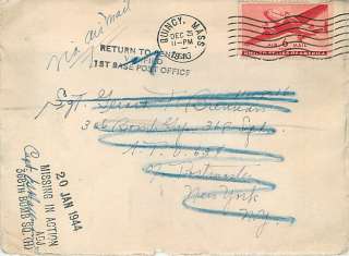 1943 World War II Cover To 306th Bomb Group / 368th Bomb Squadron 