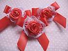 20 Satin Ribbon Bow Lace Rose Wedding Waterm​elon Red RF071