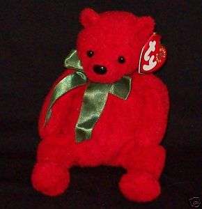 TY Beanie Baby MISTLETOE Red Holiday Bear 7 MWMT  