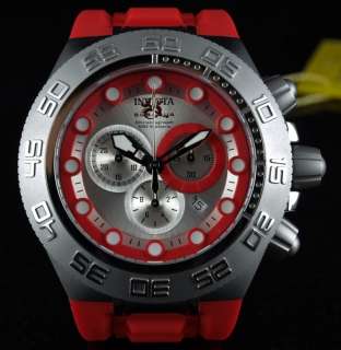   Subaqua Sport Chronograph Stainless Steel Case Red Strap Watch New