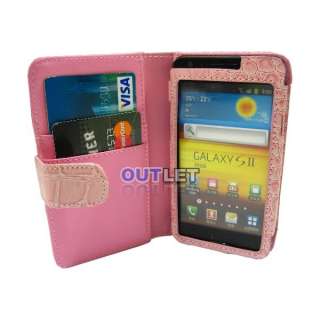Light Pink Crocodile Wallet Leather Case 2 card slots F Samsung Galaxy 