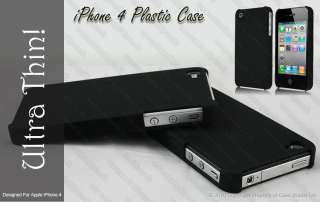 iPhone 4 4S Case Thin Matt Black Hard Case Skin Back Cover and Screen 