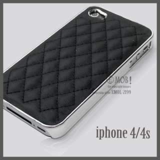 Luxury Designer black Hard Case Back Leather Cover F iPhone 4 4s 