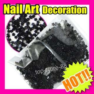   Mini Black Flowers 3D decoration Nail Art Ongles S263