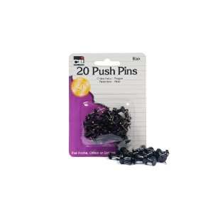  Charles Leonard Inc., Pins, Push, Black, 20/Card (20220 