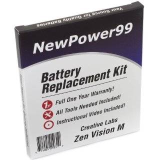 Battery Replacement Kit for Creative Labs Zen Vision M with 