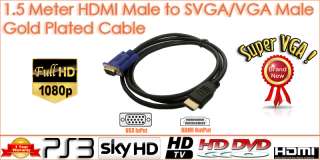   HDMI HD Male to S VGA 15 Pin Video Converter Cable Lead for TV BluRay