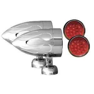 Adjure NS24015 R3 Beacon 2 Red Lens 3 Wire Diamond Mount Flamed Chrome 