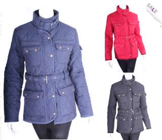 New Ladies Quilted Jacket Coat Padded UK Size 8 10 12 14 S M L XL 