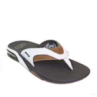   MENS REEF LEATHER FANNING WHITE BROWN SANDALS FLIP FLOPS SIZE 6 