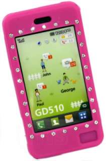 HOT PINK SILICONE DIAMOND CASE FOR LG GD510 GD 510 POP  