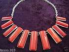 TAXCO MEXICAN 950 SILVER NATURAL RED CORAL STONE NECKLA