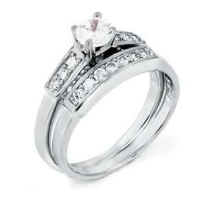 Delight Silver Wedding Ring Set / Two Piece Engagement Set with Cubic 
