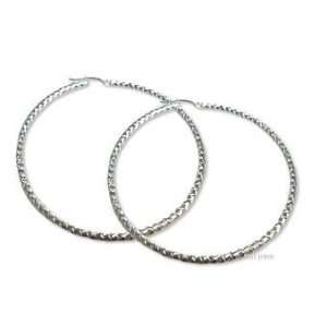    Sterling Silver Diamond Cut Large Round Hoop Earrings Jewelry