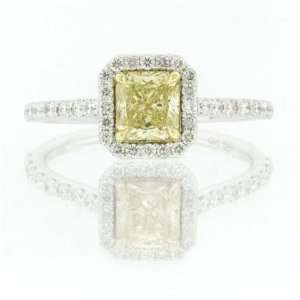   Fancy Ligth Yellow Radiant Cut Diamond Engagement Anniversary Ring