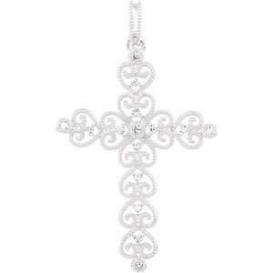   White Gold 1/10 Ct Tw Diam Cross Pend Diamond Cross Pendant Jewelry