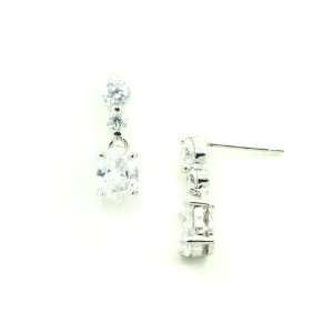    Classic Small Oval White CZ Diamond Drop Stud Earrings Jewelry