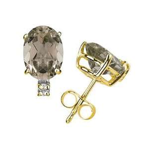   Quartz and Diamond Stud Earrings in 14K Yellow Gold SZUL Jewelry