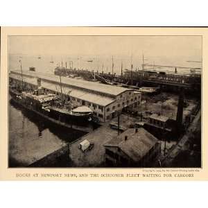  1909 Print Docks Newport News Virginia C & O Pier Ship 
