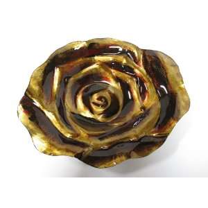   JK ART Handmade Art Glass 20 Inch Rose Serving Tray